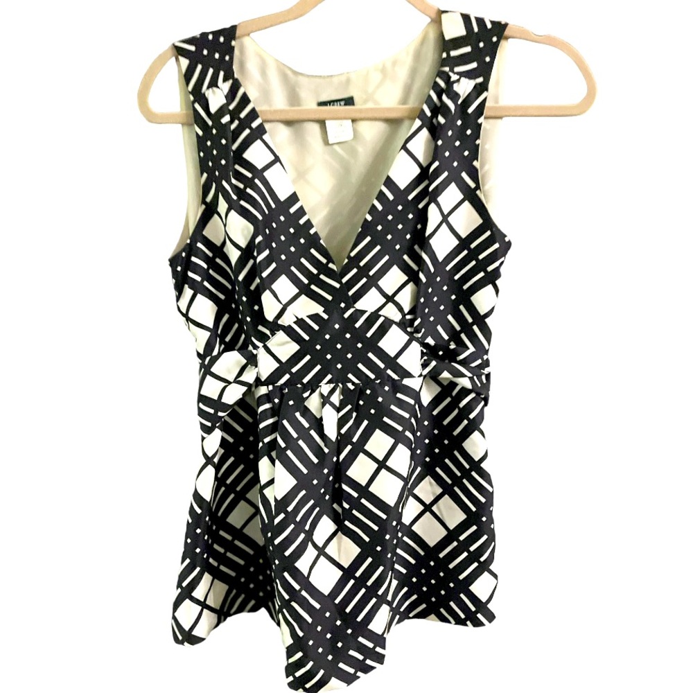 J. Crew 100% Silk Picnic Plaid bow Tie Tank Top‎